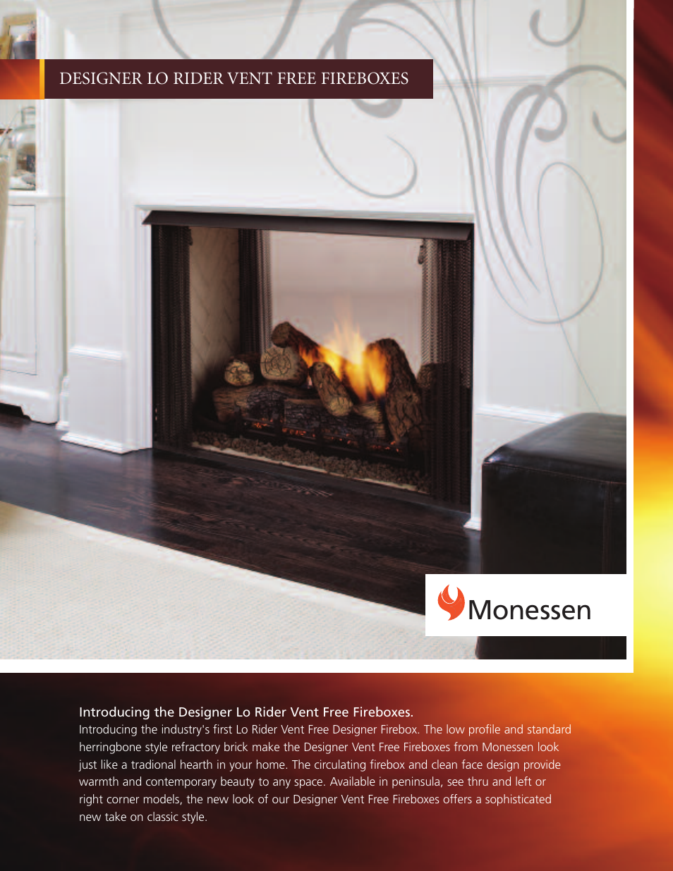 Monessen Hearth LO-Rider Designer Vent Free Fireboxes LLCF36 User Manual | 2 pages