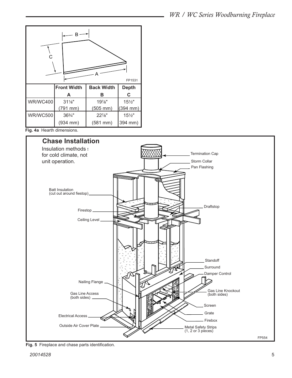 Wr / wc series woodburning fireplace, Chase installation | Monessen Hearth WR400 User Manual | Page 5 / 24