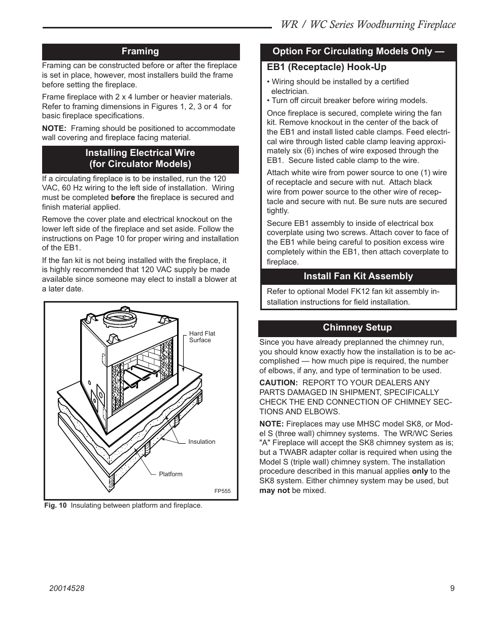 Wr / wc series woodburning fireplace | Monessen Hearth WR400 User Manual | Page 9 / 24
