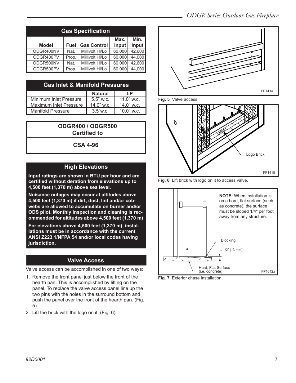 Odgr series outdoor gas fireplace | Monessen Hearth ODGR500 User Manual | Page 7 / 20