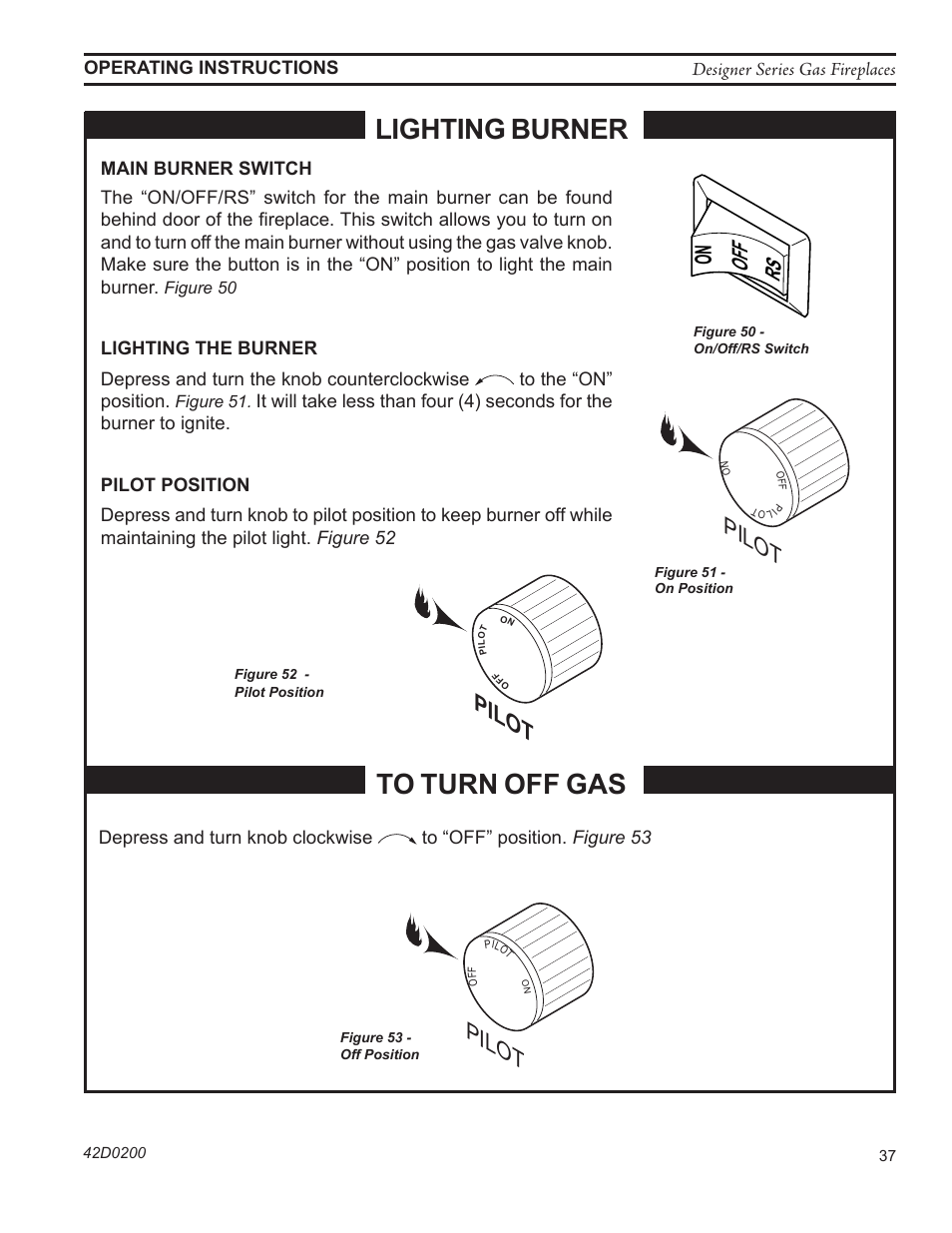 Lighting burner, Pilot | Monessen Hearth 624DV(ST User Manual | Page 37 / 52