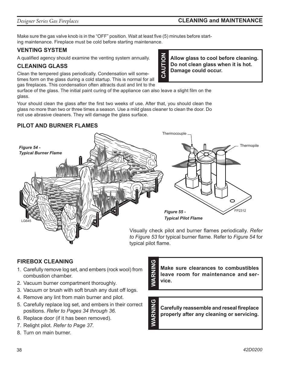 Fp2312 pilot flame | Monessen Hearth 624DV(ST User Manual | Page 38 / 52