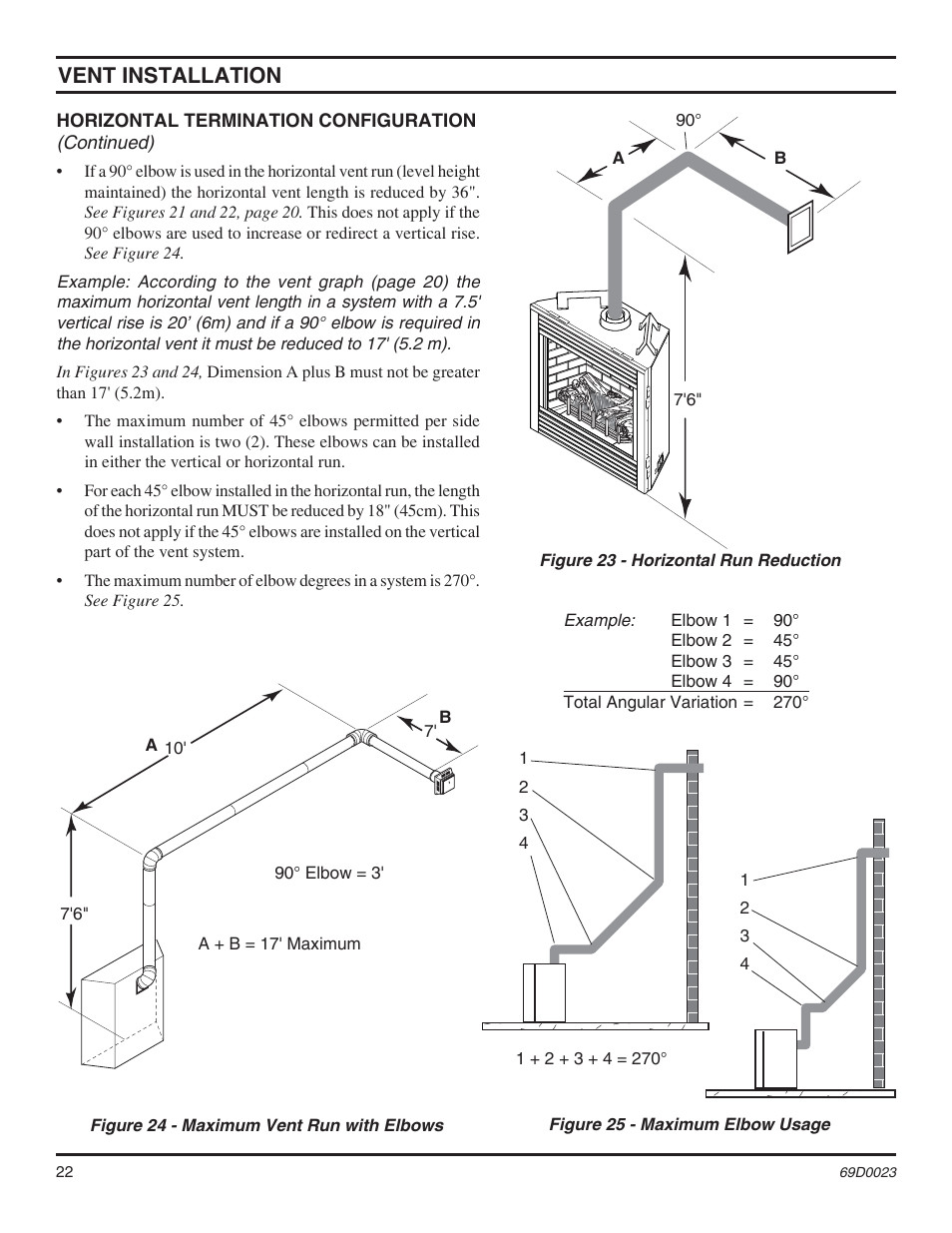 Vent installation | Monessen Hearth Direct Vent Gas Fireplace CDVR36 User Manual | Page 22 / 52