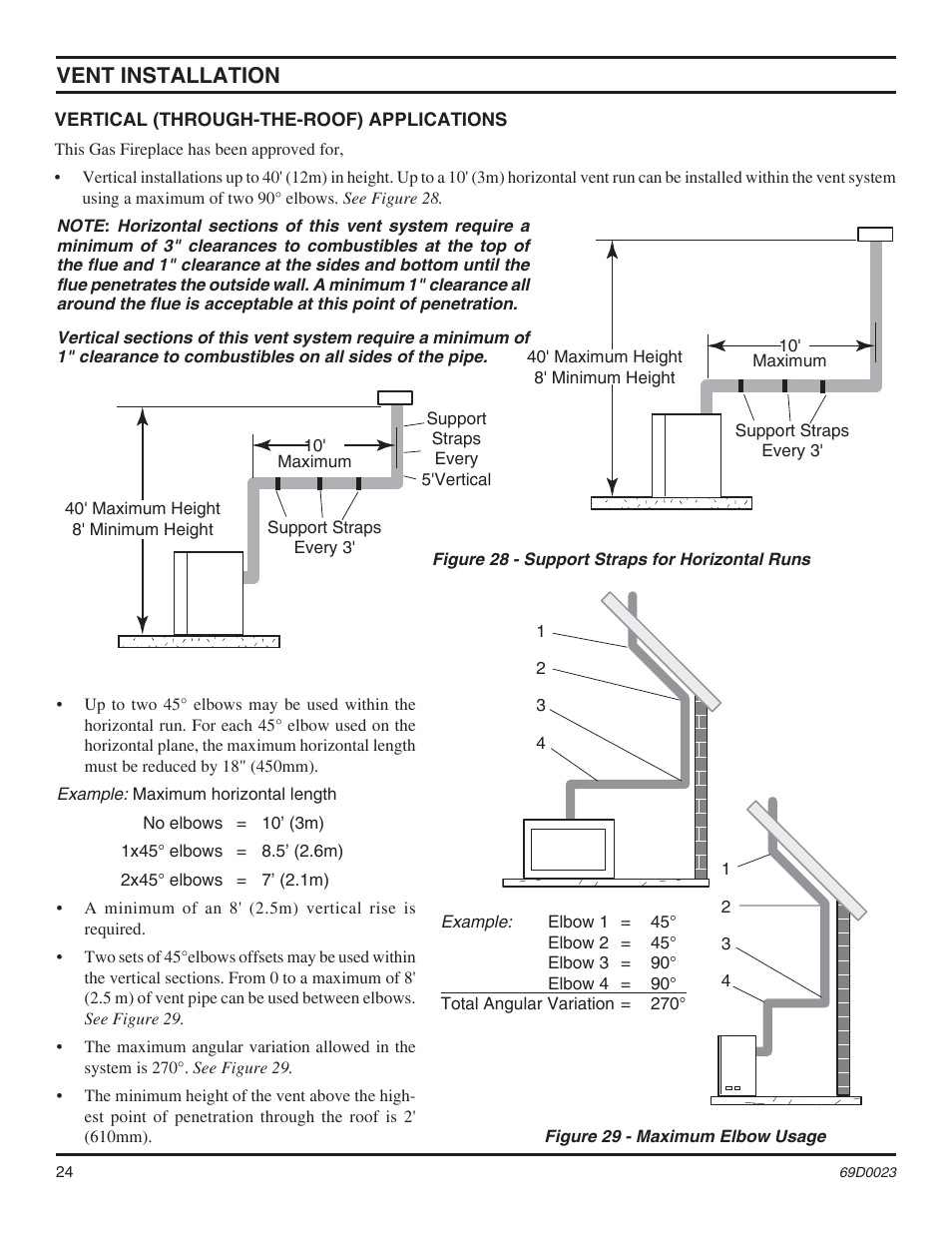 Vent installation | Monessen Hearth Direct Vent Gas Fireplace CDVR36 User Manual | Page 24 / 52