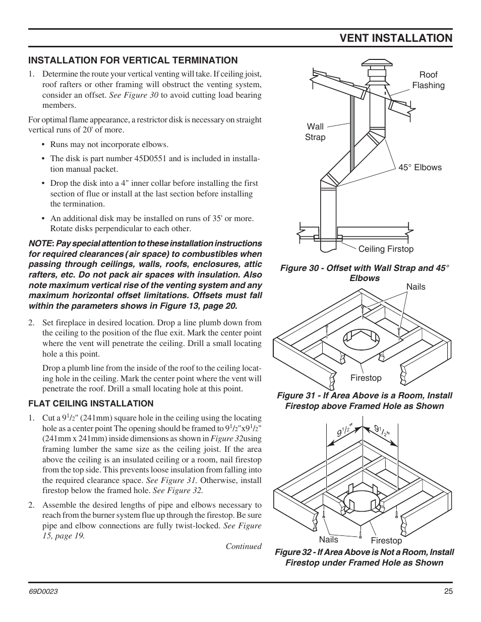 Vent installation | Monessen Hearth Direct Vent Gas Fireplace CDVR36 User Manual | Page 25 / 52