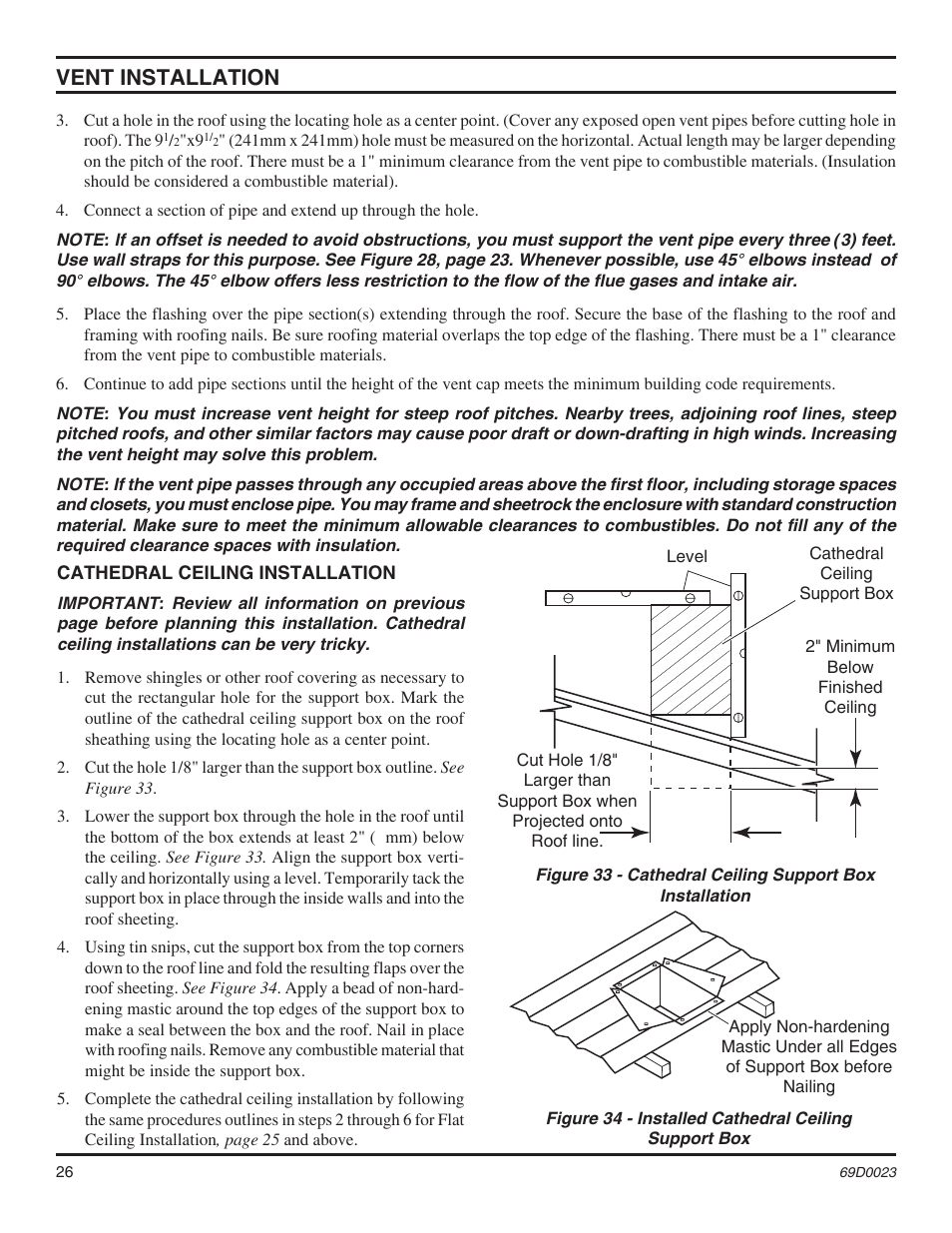 Vent installation | Monessen Hearth Direct Vent Gas Fireplace CDVR36 User Manual | Page 26 / 52