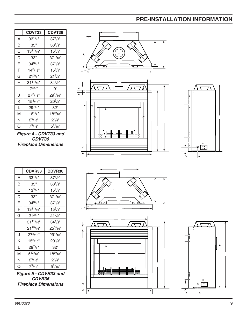 Pre-installation information | Monessen Hearth Direct Vent Gas Fireplace CDVR36 User Manual | Page 9 / 52