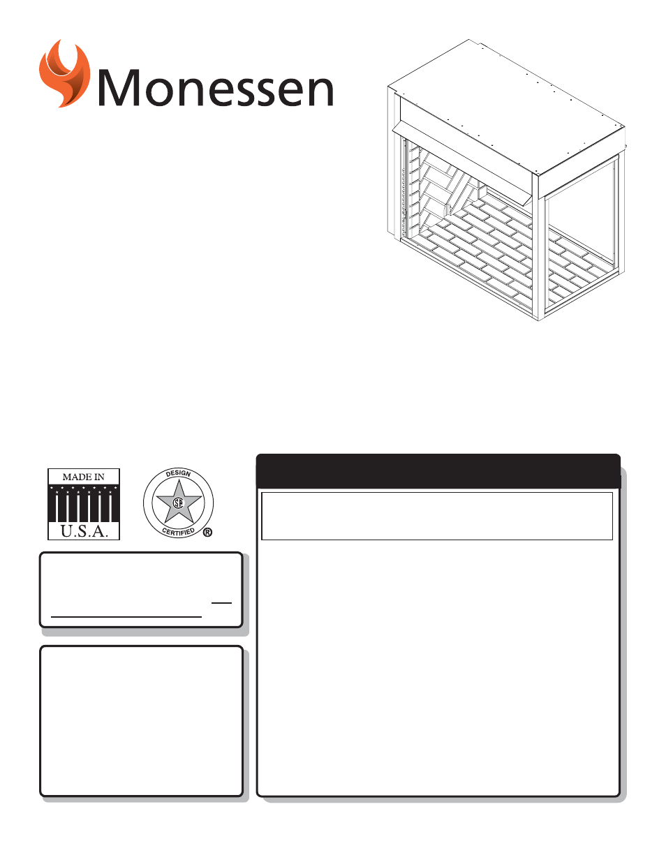 Monessen Hearth LO-Rider Designer Vent Free Fireboxes LRCF36 User Manual | 24 pages