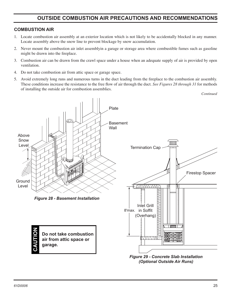 Caution | Monessen Hearth 36" and 42" Wood Burning Fireplaces BWB400A User Manual | Page 25 / 44