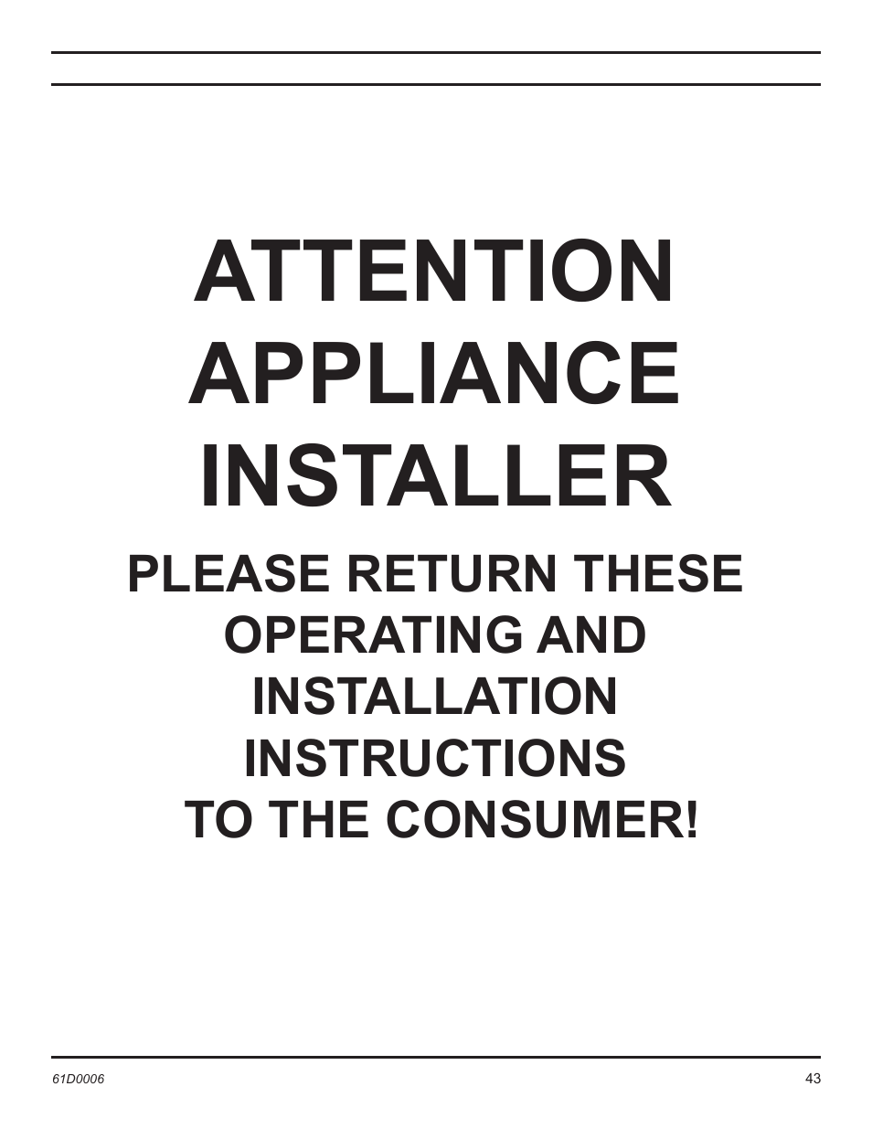 Attention appliance installer | Monessen Hearth 36" and 42" Wood Burning Fireplaces BWB400A User Manual | Page 43 / 44