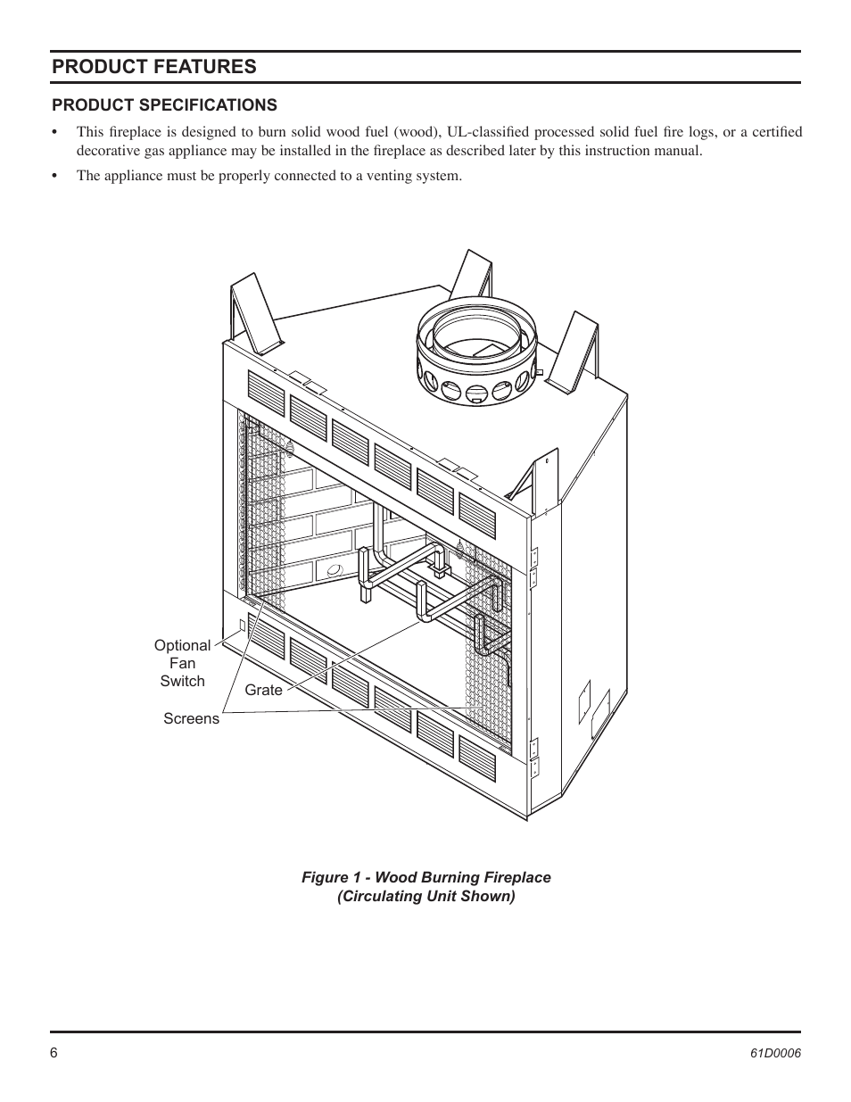 Product features | Monessen Hearth 36" and 42" Wood Burning Fireplaces BWB400A User Manual | Page 6 / 44