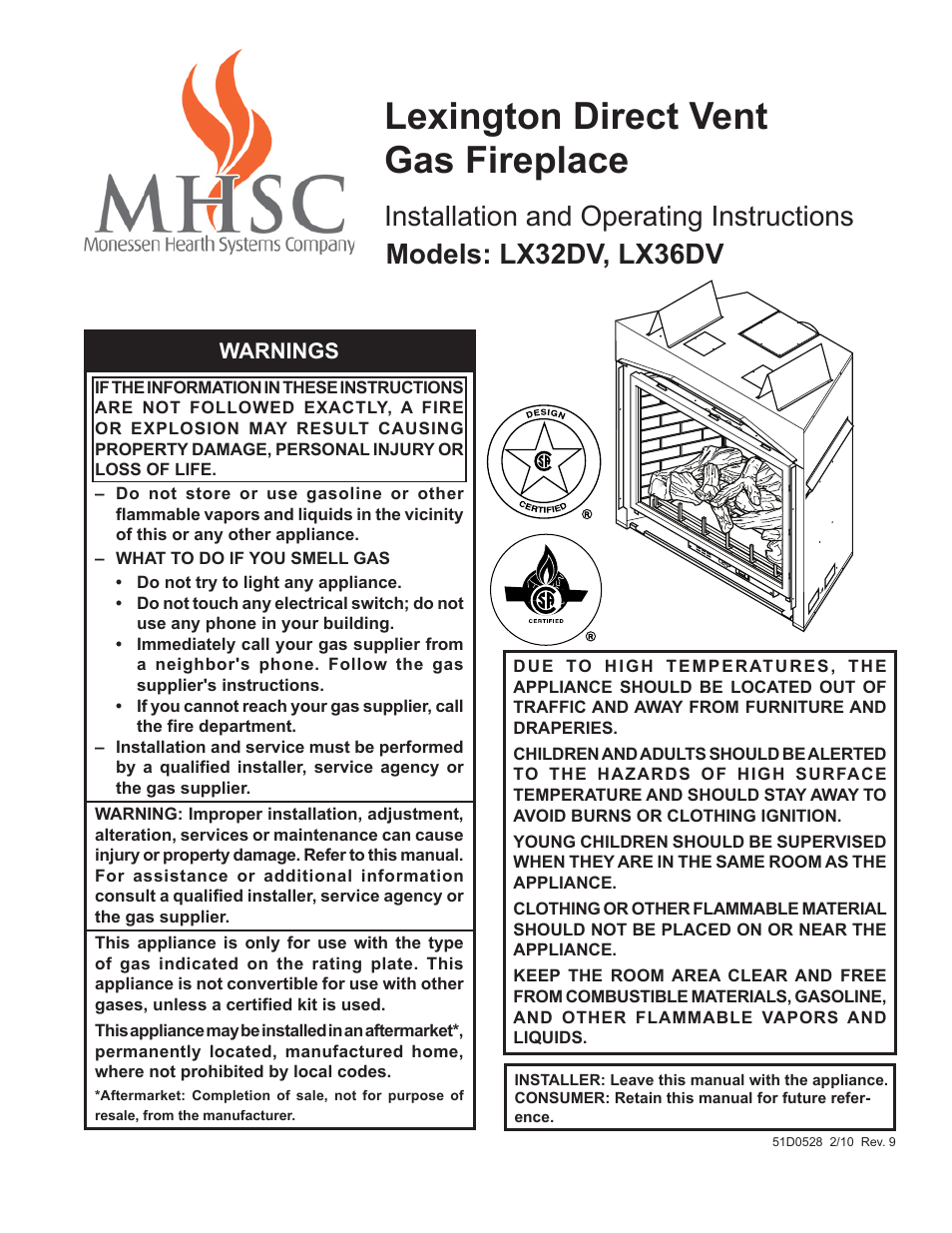 Monessen Hearth LEXINGTON LX32DV User Manual | 48 pages