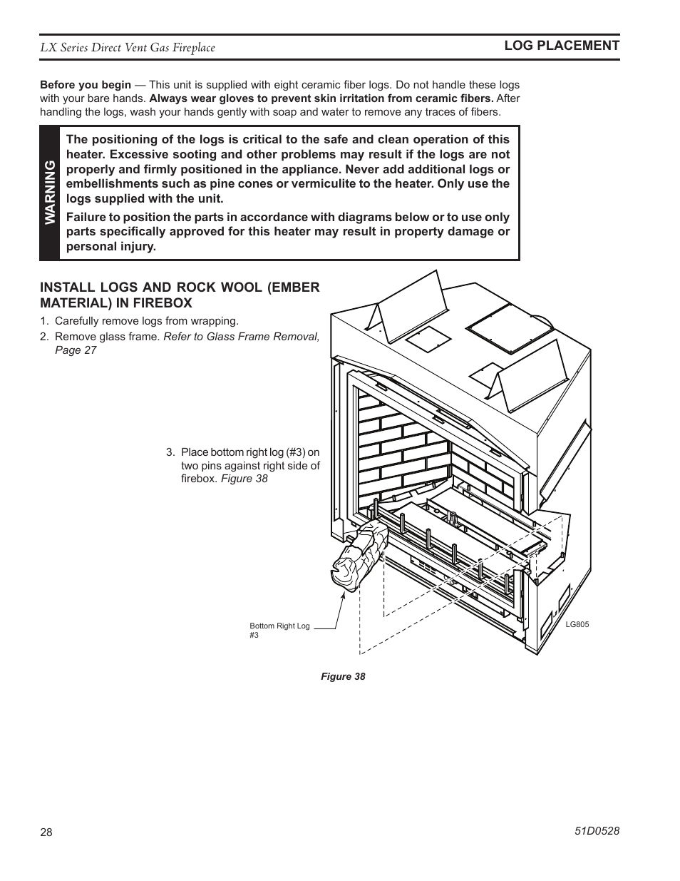 Lg805 lx rear right log | Monessen Hearth LEXINGTON LX32DV User Manual | Page 28 / 48