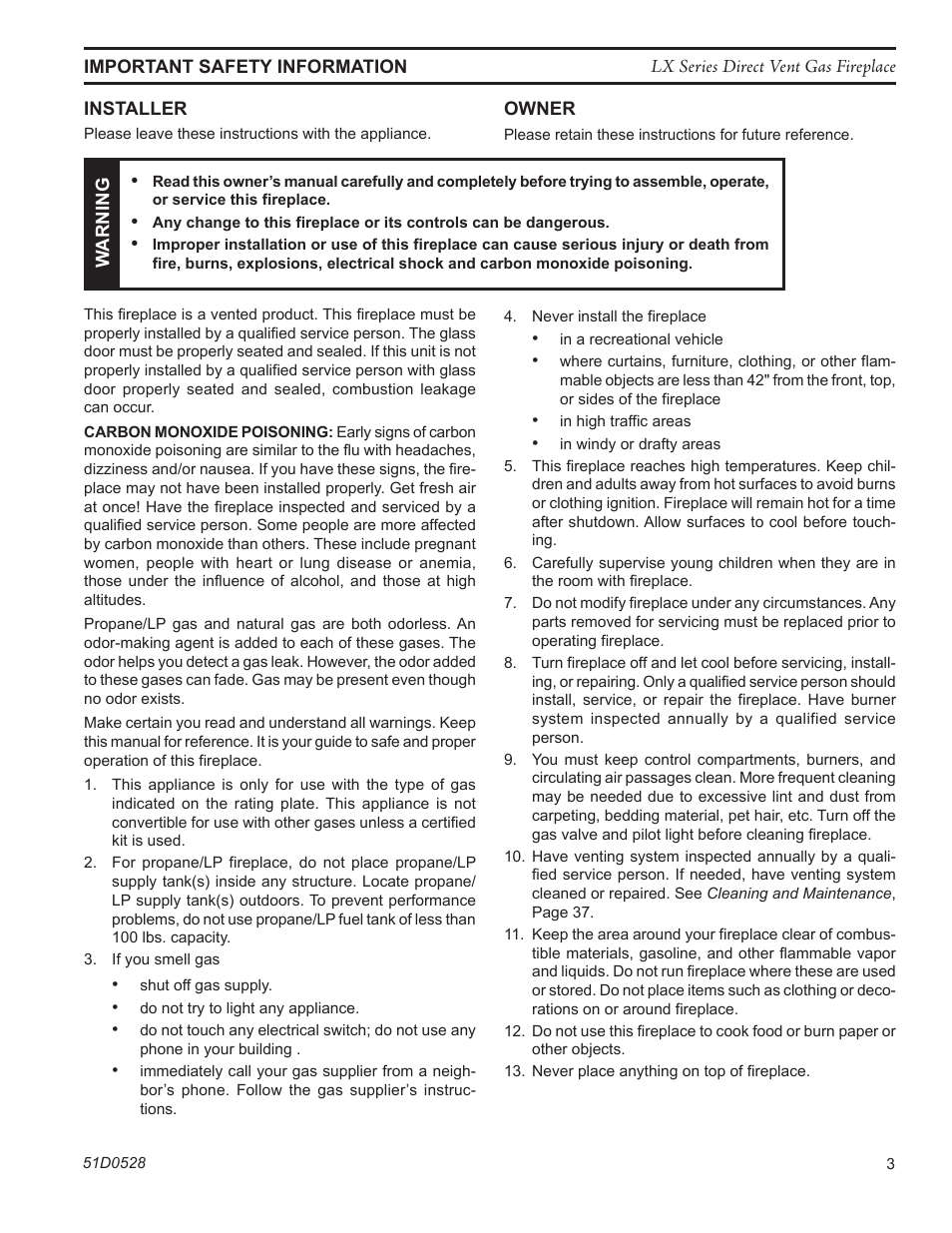 Monessen Hearth LEXINGTON LX32DV User Manual | Page 3 / 48