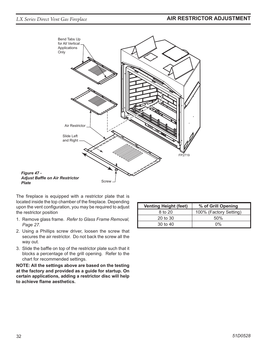 Fp2719 lx air restrictor | Monessen Hearth LEXINGTON LX32DV User Manual | Page 32 / 48