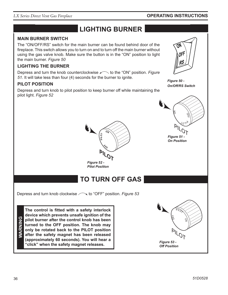 Lighting burner, Pilot | Monessen Hearth LEXINGTON LX32DV User Manual | Page 36 / 48