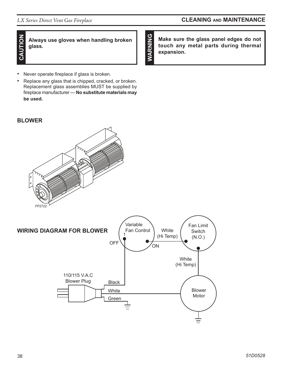 Fp2722 lx blower | Monessen Hearth LEXINGTON LX32DV User Manual | Page 38 / 48