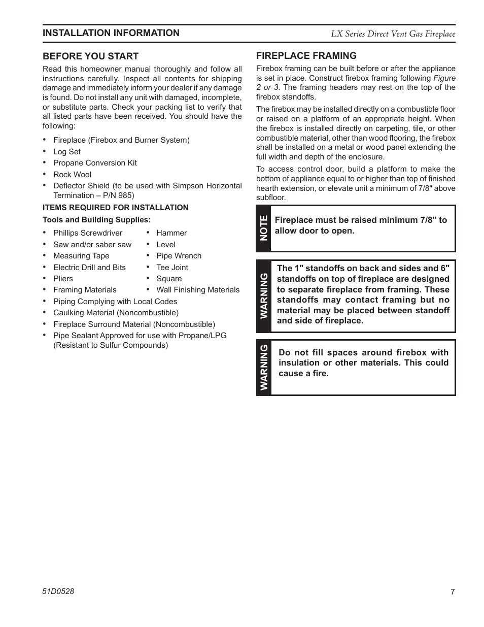 Monessen Hearth LEXINGTON LX32DV User Manual | Page 7 / 48