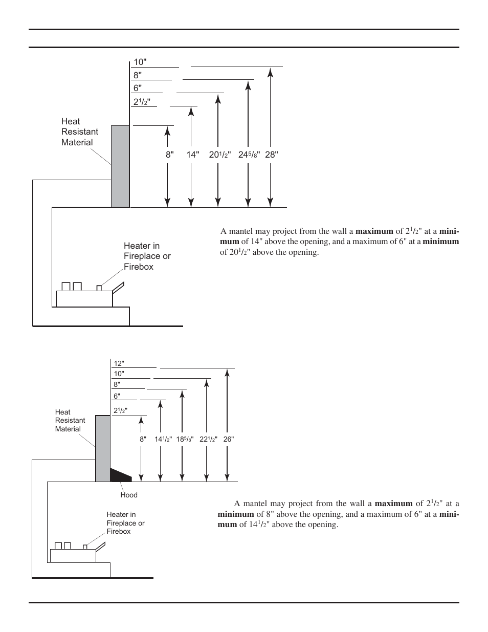 Clearances, Height requirements | Monessen Hearth TPB24 User Manual | Page 14 / 42