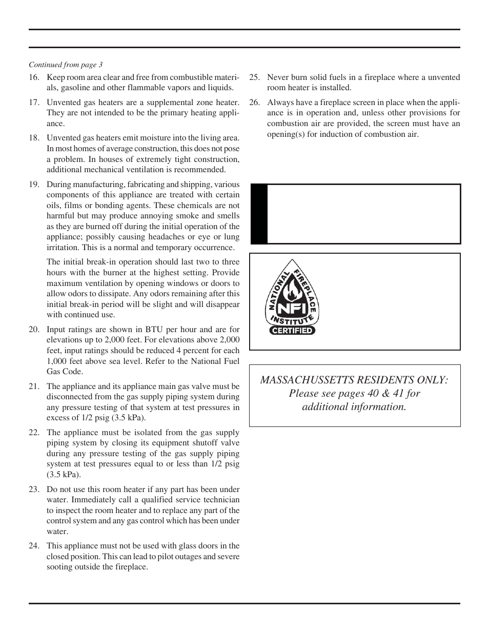Important safety information | Monessen Hearth TPB24 User Manual | Page 4 / 42