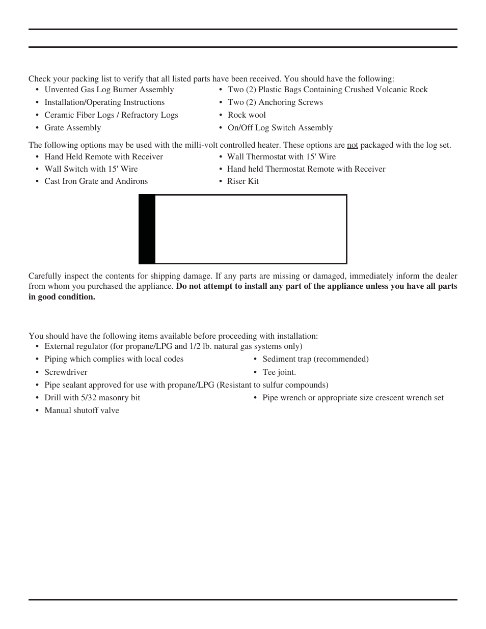 Caution, Getting started | Monessen Hearth TPB24 User Manual | Page 5 / 42