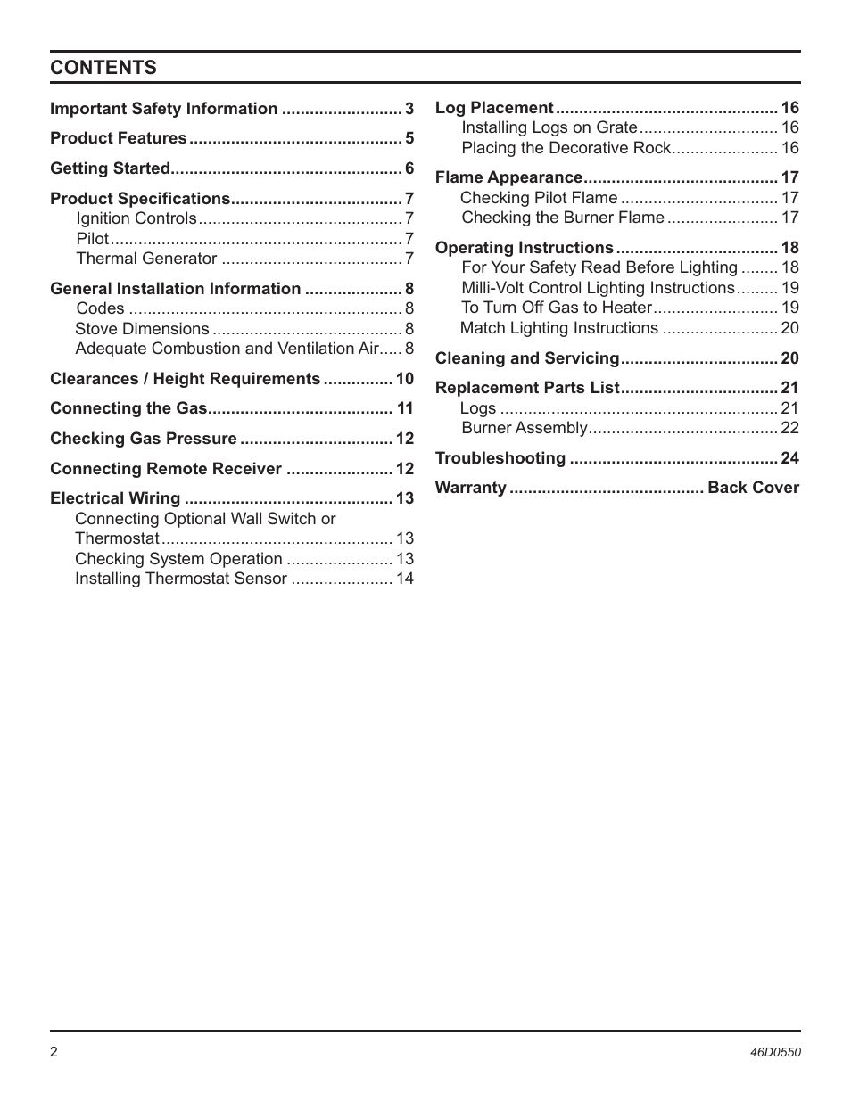 Monessen Hearth DSSNVMB User Manual | Page 2 / 28