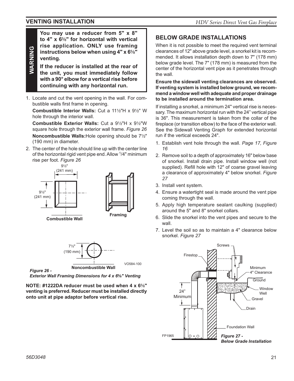 Below grade installations, Fp1965 below grade install | Monessen Hearth HDV500NV/PV User Manual | Page 21 / 64