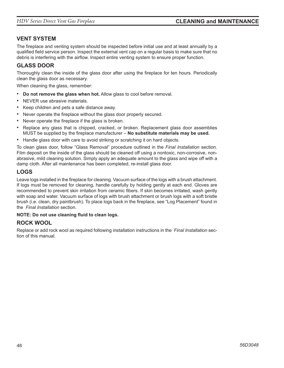 Monessen Hearth HDV500NV/PV User Manual | Page 48 / 64