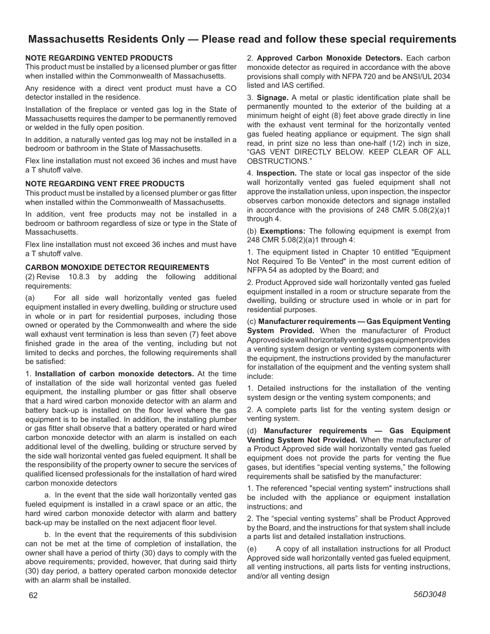 Monessen Hearth HDV500NV/PV User Manual | Page 62 / 64