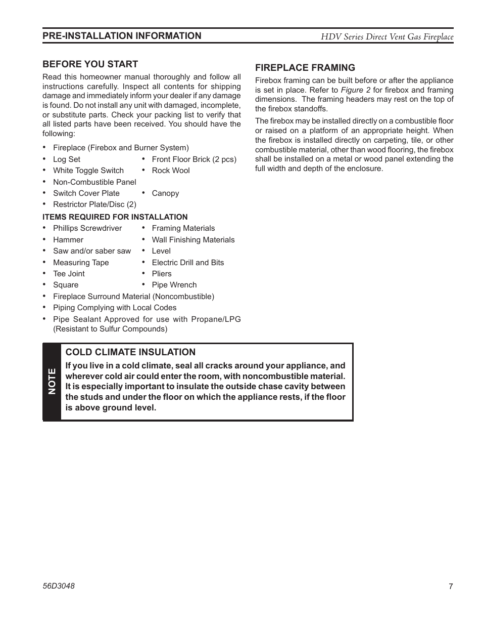 Monessen Hearth HDV500NV/PV User Manual | Page 7 / 64