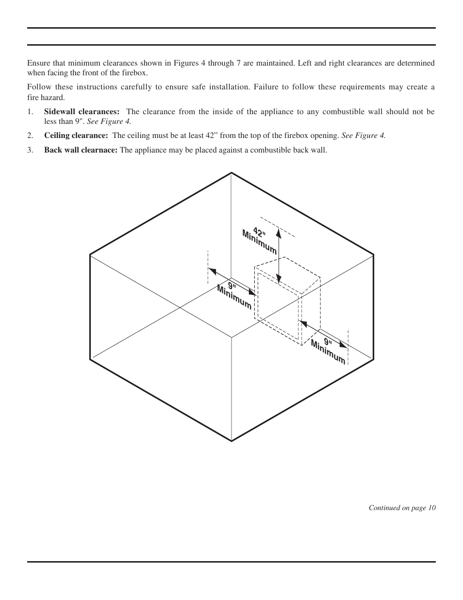 Clearances, Height requirements | Monessen Hearth Unvented Vent-Free Fireboxes BUF500 User Manual | Page 8 / 20