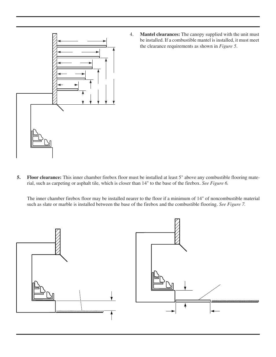 Clearances, Height requirements | Monessen Hearth Unvented Vent-Free Fireboxes BUF500 User Manual | Page 9 / 20