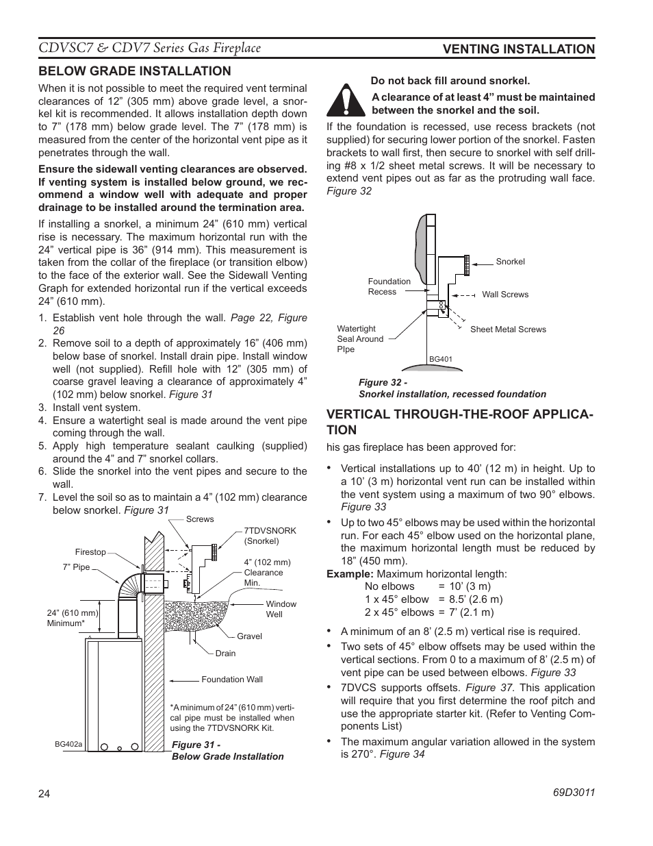 Cdvsc7 & cdv7 series gas fireplace | Monessen Hearth CDVR33N/PV7;N/PE7;N/PSC7 User Manual | Page 24 / 68