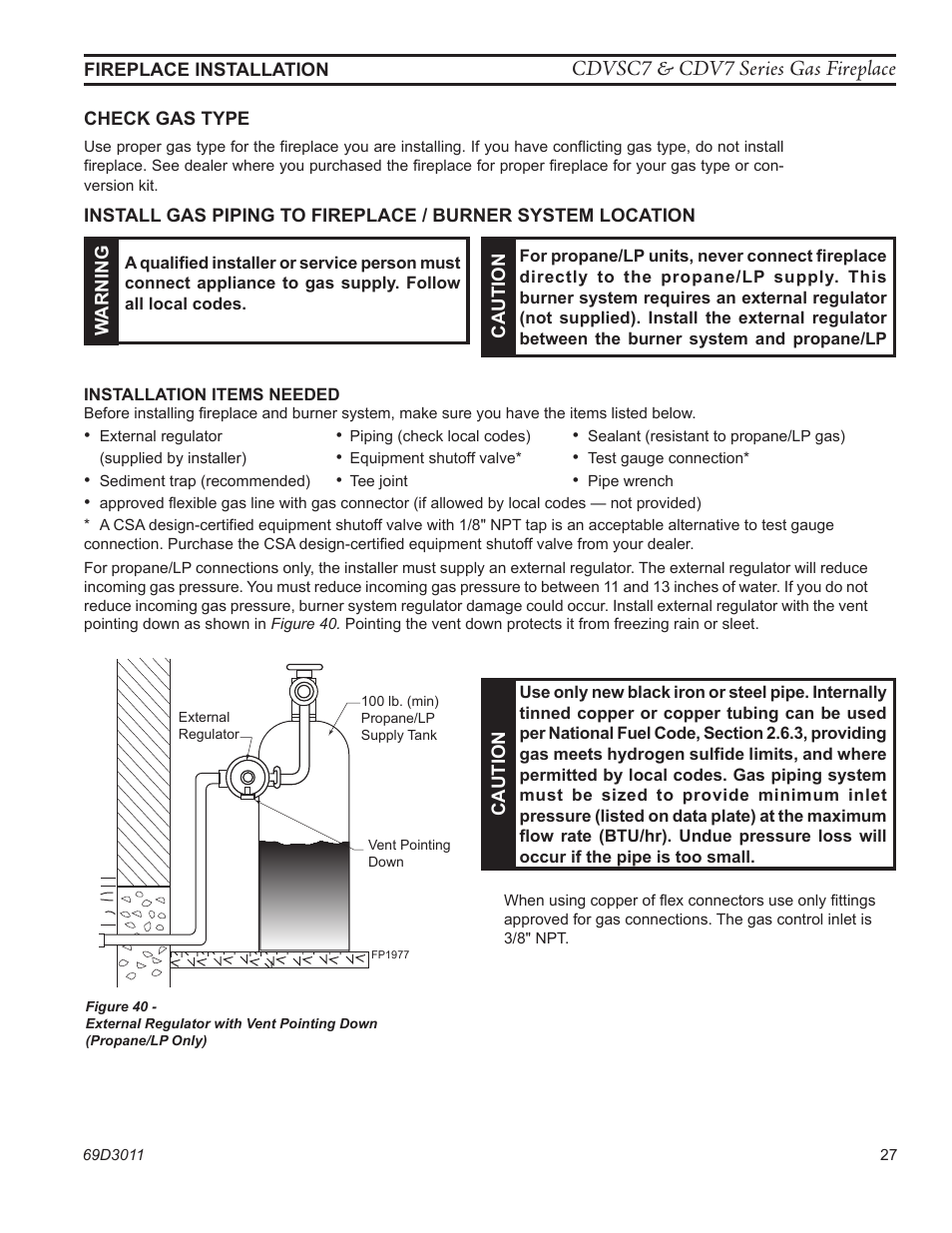 Cdvsc7 & cdv7 series gas fireplace | Monessen Hearth CDVR33N/PV7;N/PE7;N/PSC7 User Manual | Page 27 / 68