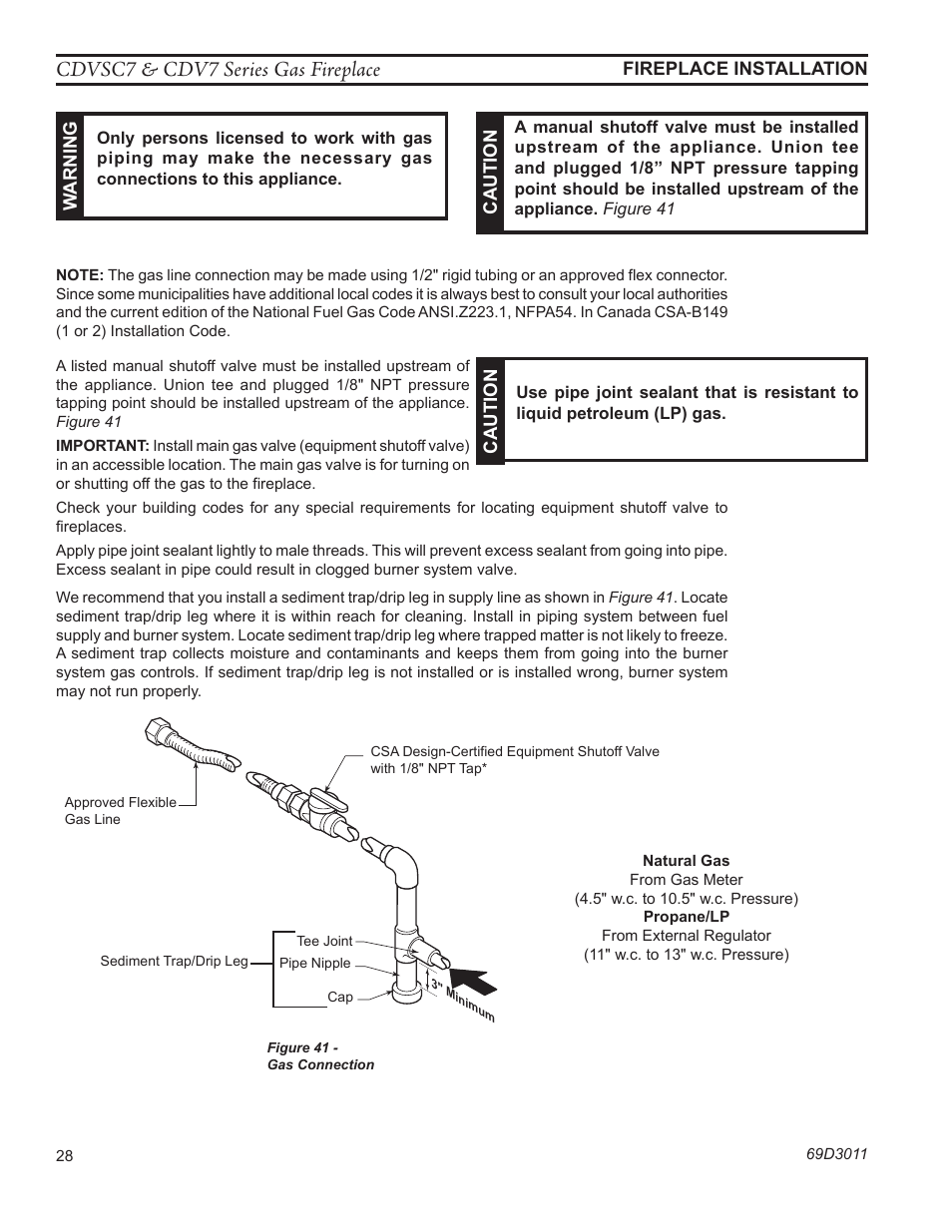Cdvsc7 & cdv7 series gas fireplace | Monessen Hearth CDVR33N/PV7;N/PE7;N/PSC7 User Manual | Page 28 / 68