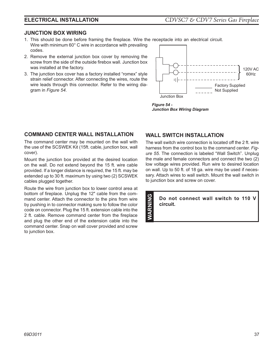 Cdvsc7 & cdv7 series gas fireplace | Monessen Hearth CDVR33N/PV7;N/PE7;N/PSC7 User Manual | Page 37 / 68