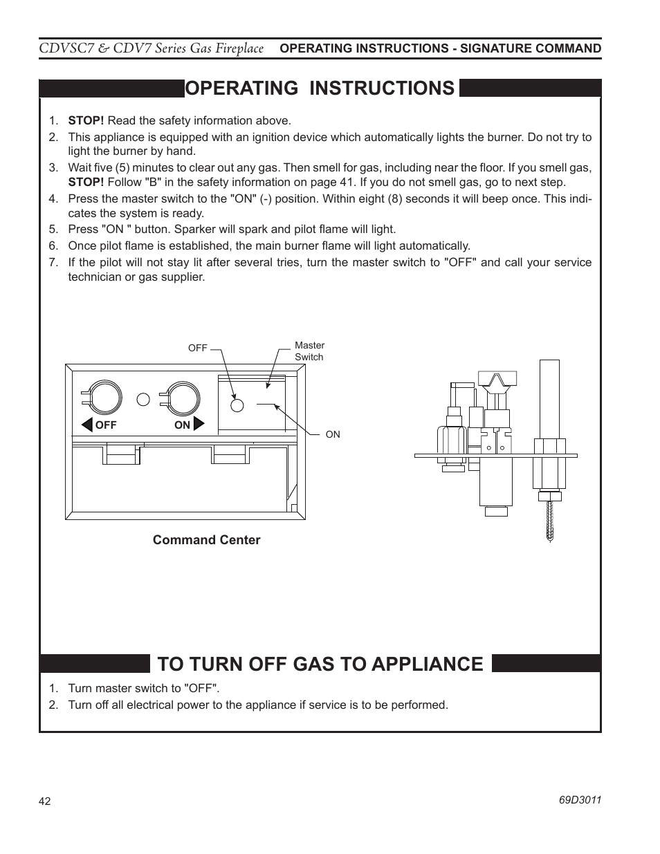 Operating instructions | Monessen Hearth CDVR33N/PV7;N/PE7;N/PSC7 User Manual | Page 42 / 68