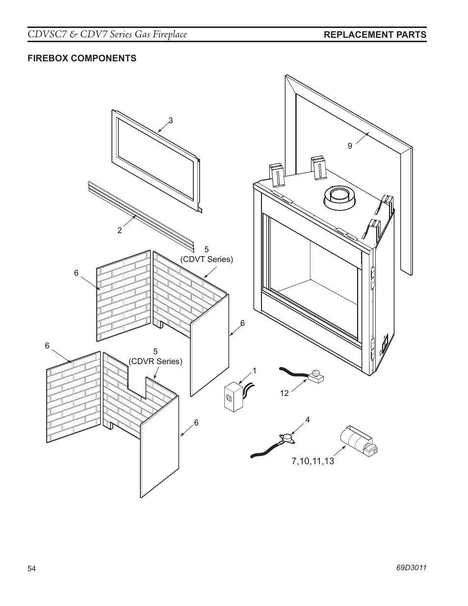 Cdvsc7 & cdv7 series gas fireplace | Monessen Hearth CDVR33N/PV7;N/PE7;N/PSC7 User Manual | Page 54 / 68