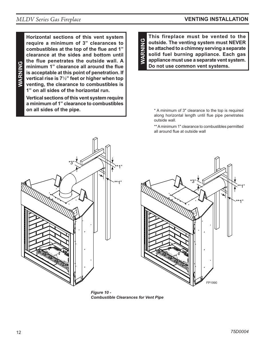 Mldv series gas fireplace | Monessen Hearth DIRECT VENT MLDV500 User Manual | Page 12 / 68