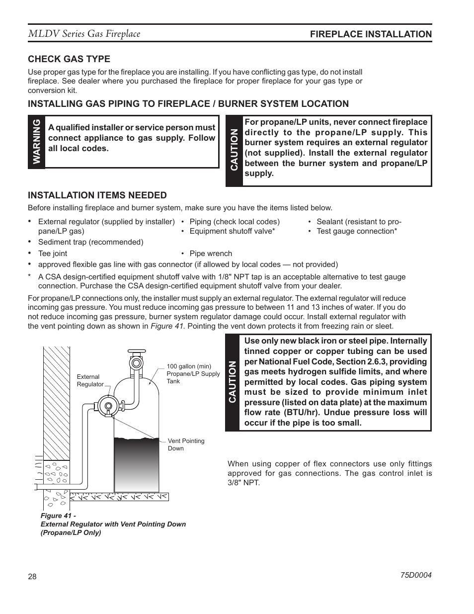 Mldv series gas fireplace | Monessen Hearth DIRECT VENT MLDV500 User Manual | Page 28 / 68