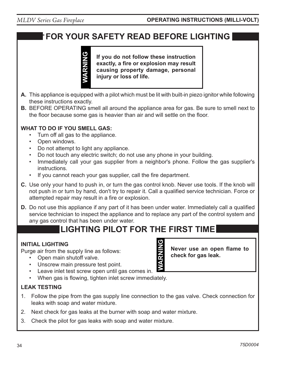 Monessen Hearth DIRECT VENT MLDV500 User Manual | Page 34 / 68