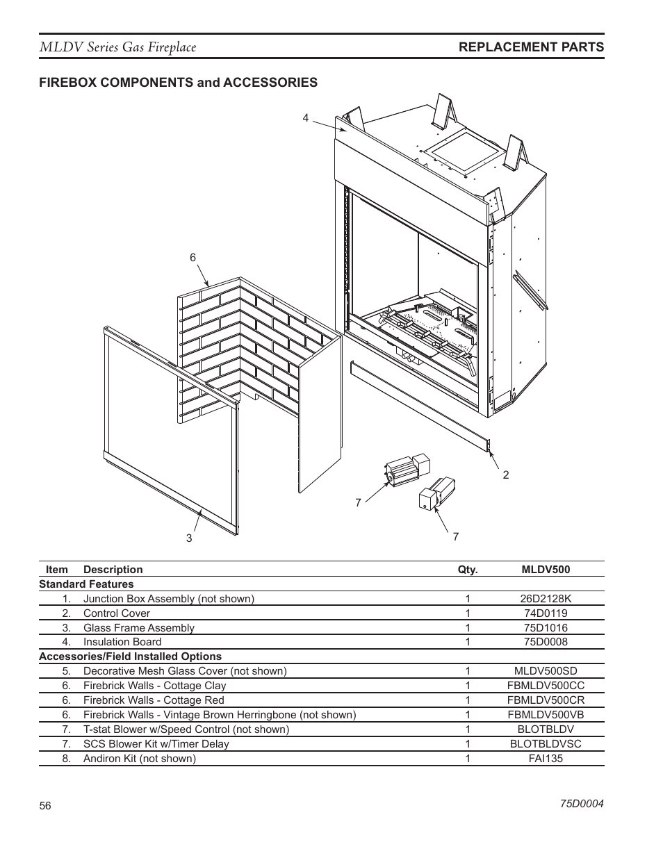 Mldv series gas fireplace | Monessen Hearth DIRECT VENT MLDV500 User Manual | Page 56 / 68