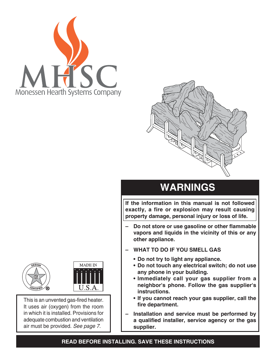 Monessen Hearth MHSC EYF24 User Manual | 36 pages