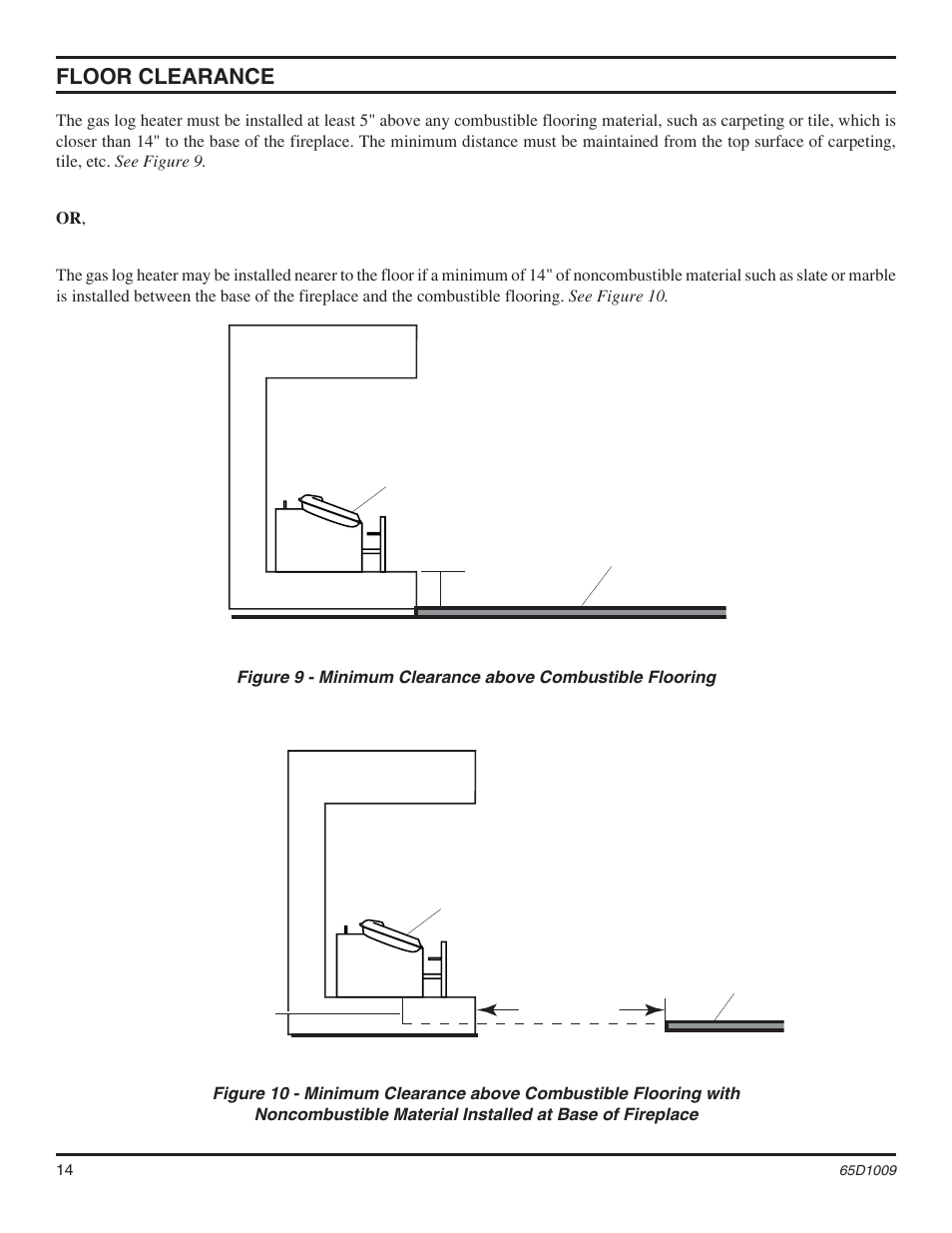 Floor clearance | Monessen Hearth MHSC EYF24 User Manual | Page 14 / 36