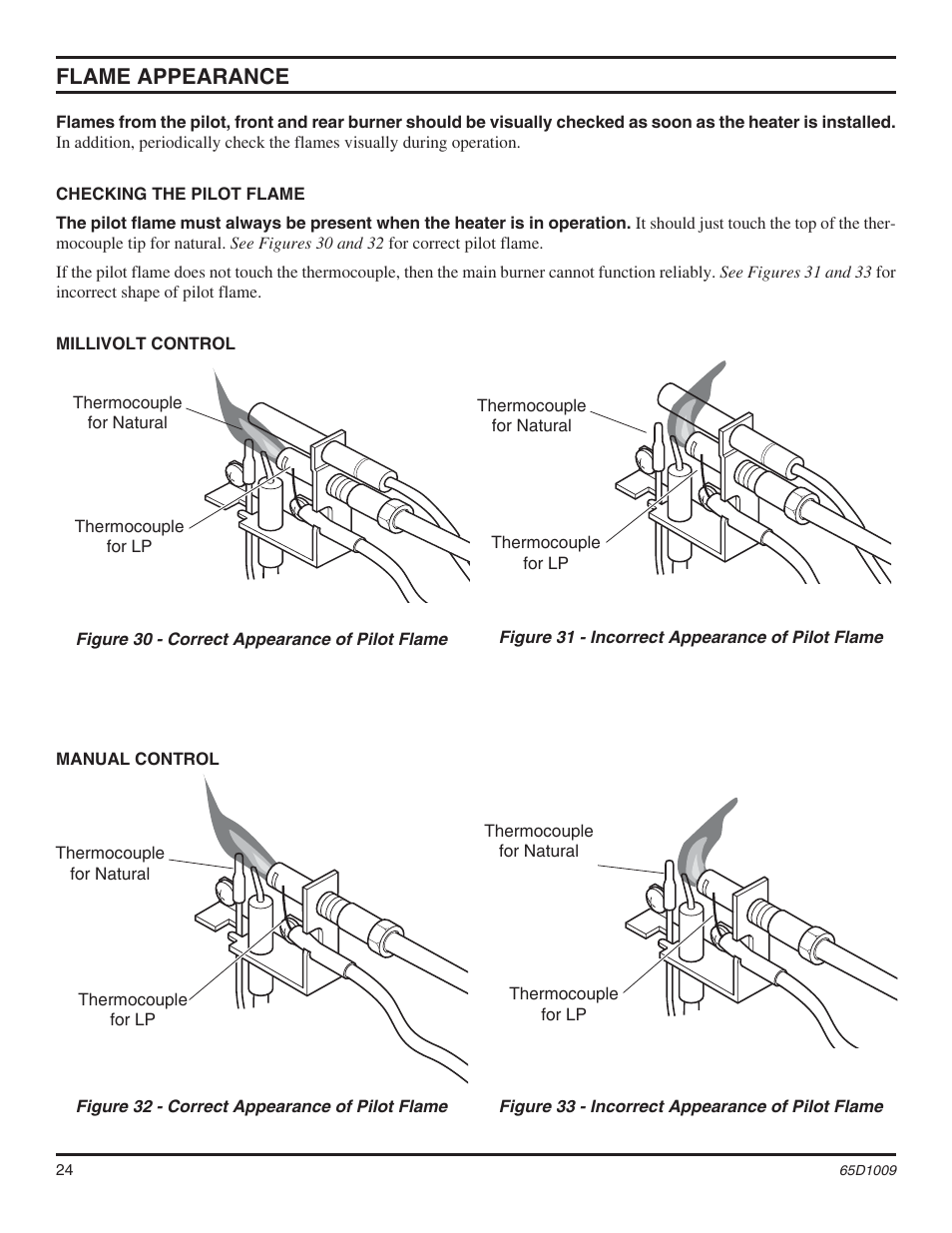 Flame appearance | Monessen Hearth MHSC EYF24 User Manual | Page 24 / 36