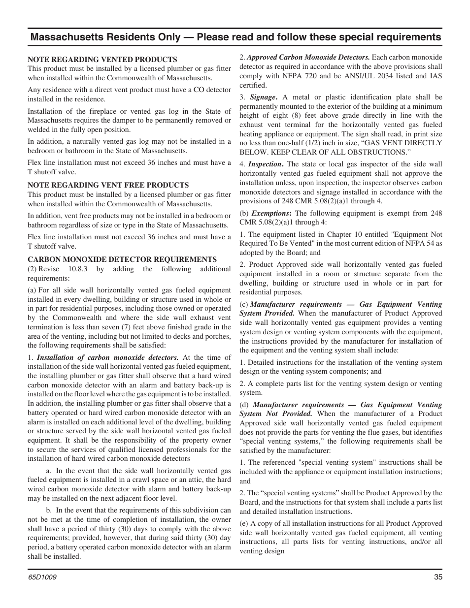 Monessen Hearth MHSC EYF24 User Manual | Page 35 / 36