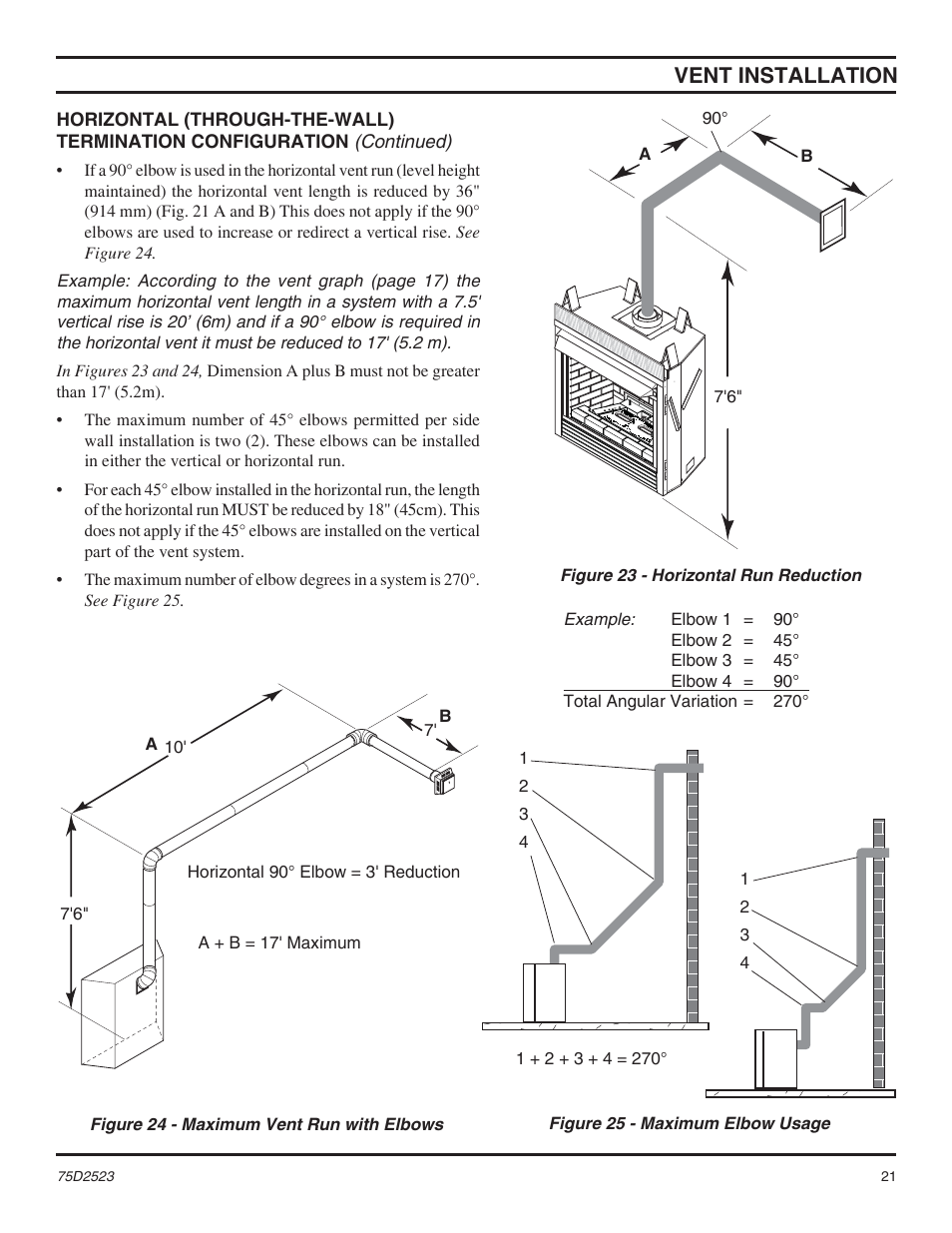Vent installation | Monessen Hearth Direct Vent Gas Fireplace MDV500 User Manual | Page 21 / 60