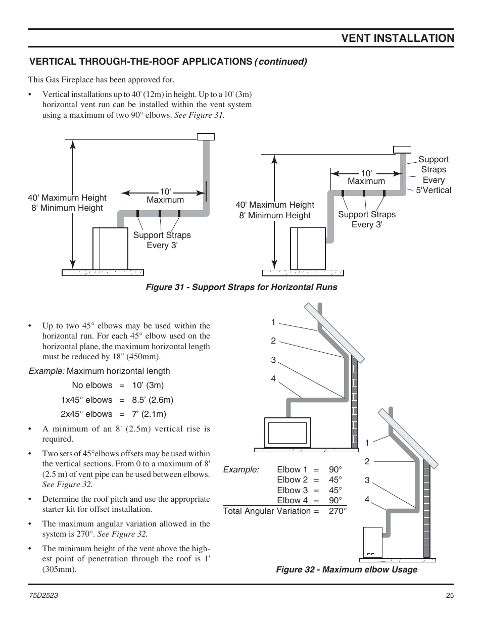 Vent installation | Monessen Hearth Direct Vent Gas Fireplace MDV500 User Manual | Page 25 / 60