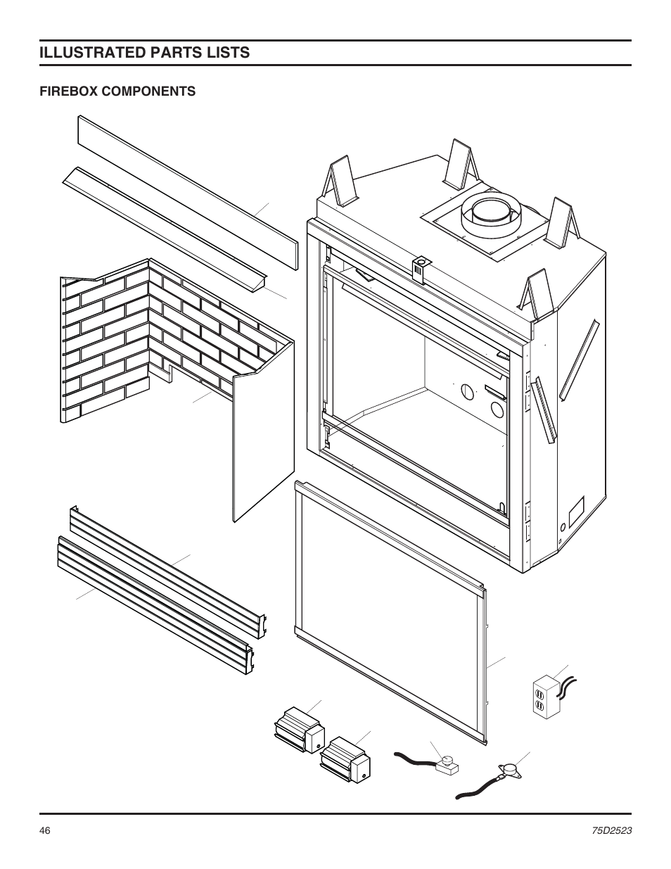 Illustrated parts lists | Monessen Hearth Direct Vent Gas Fireplace MDV500 User Manual | Page 46 / 60