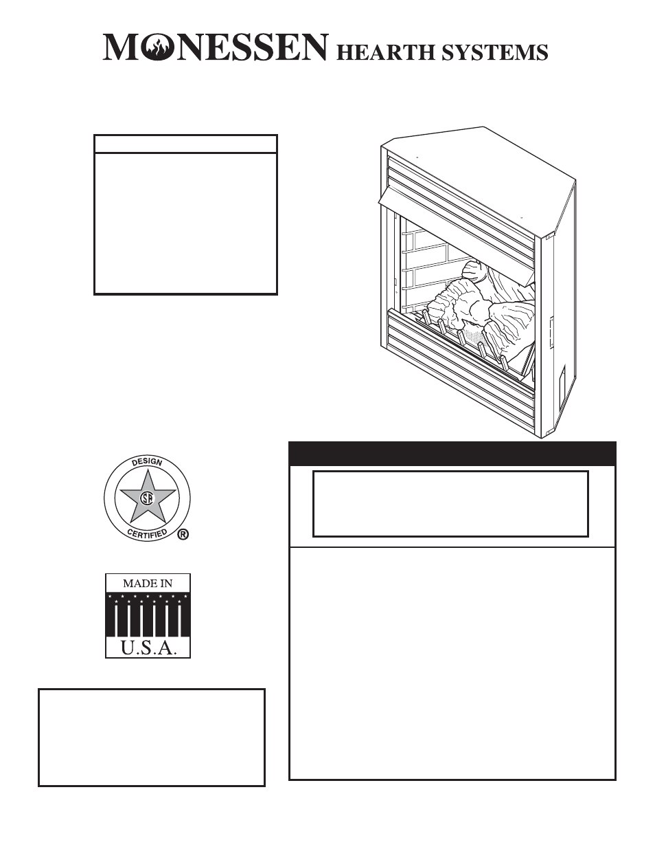 Monessen Hearth Vent-Free Fireplace Systems DBX24C* User Manual | 44 pages
